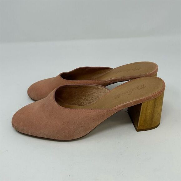 Madewell Miya Women's Pink Suede Block Heel Slip On Mules Size 8 Casual Spring - Picture 6 of 12